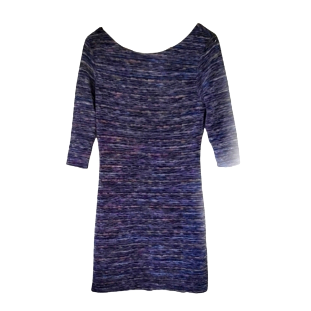 AS U WISH Metallic Blue Purple Gold Short Midi Dress Large